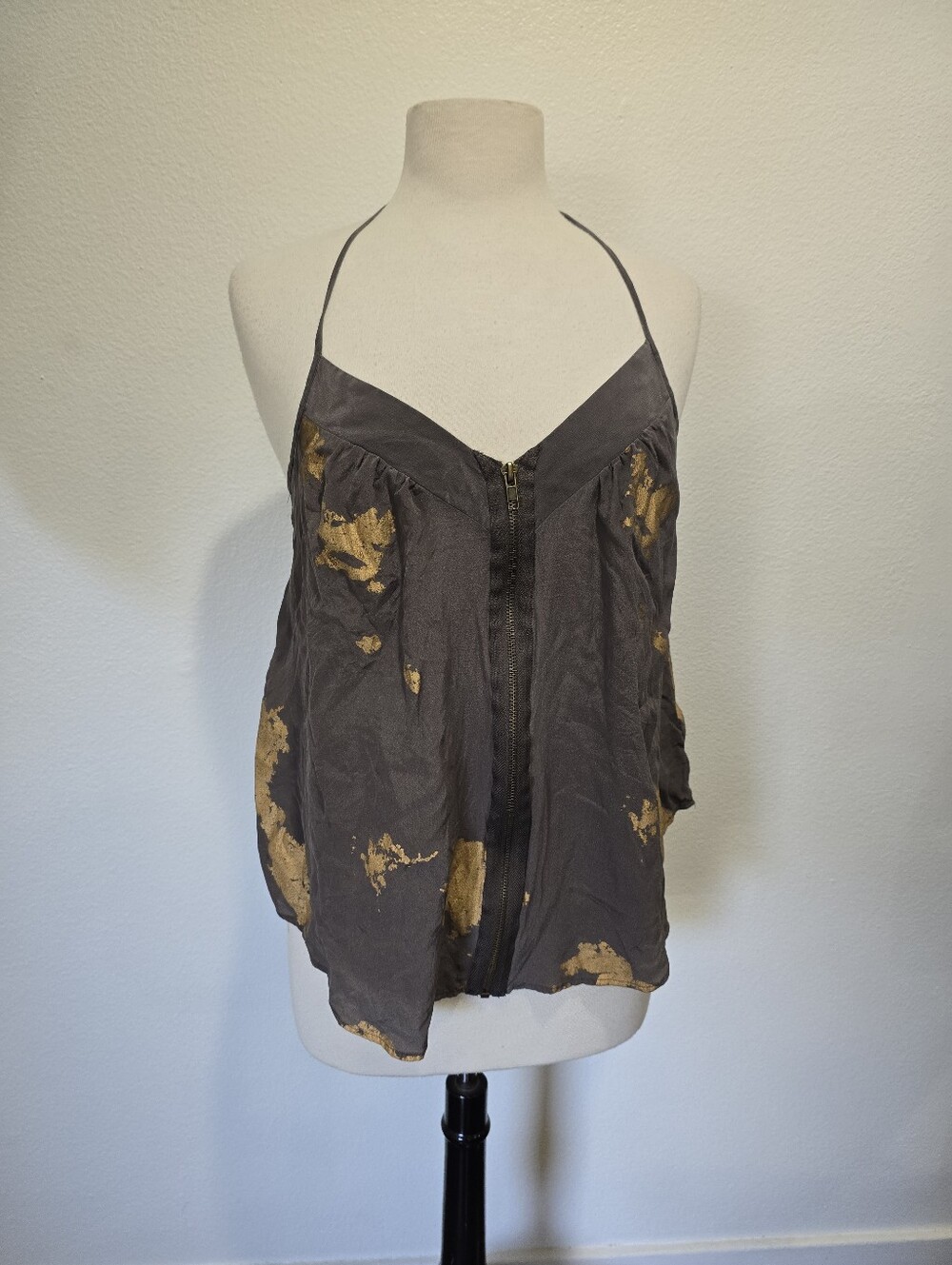 Silence + Noise Zip-Front Camisole with Gold Accent